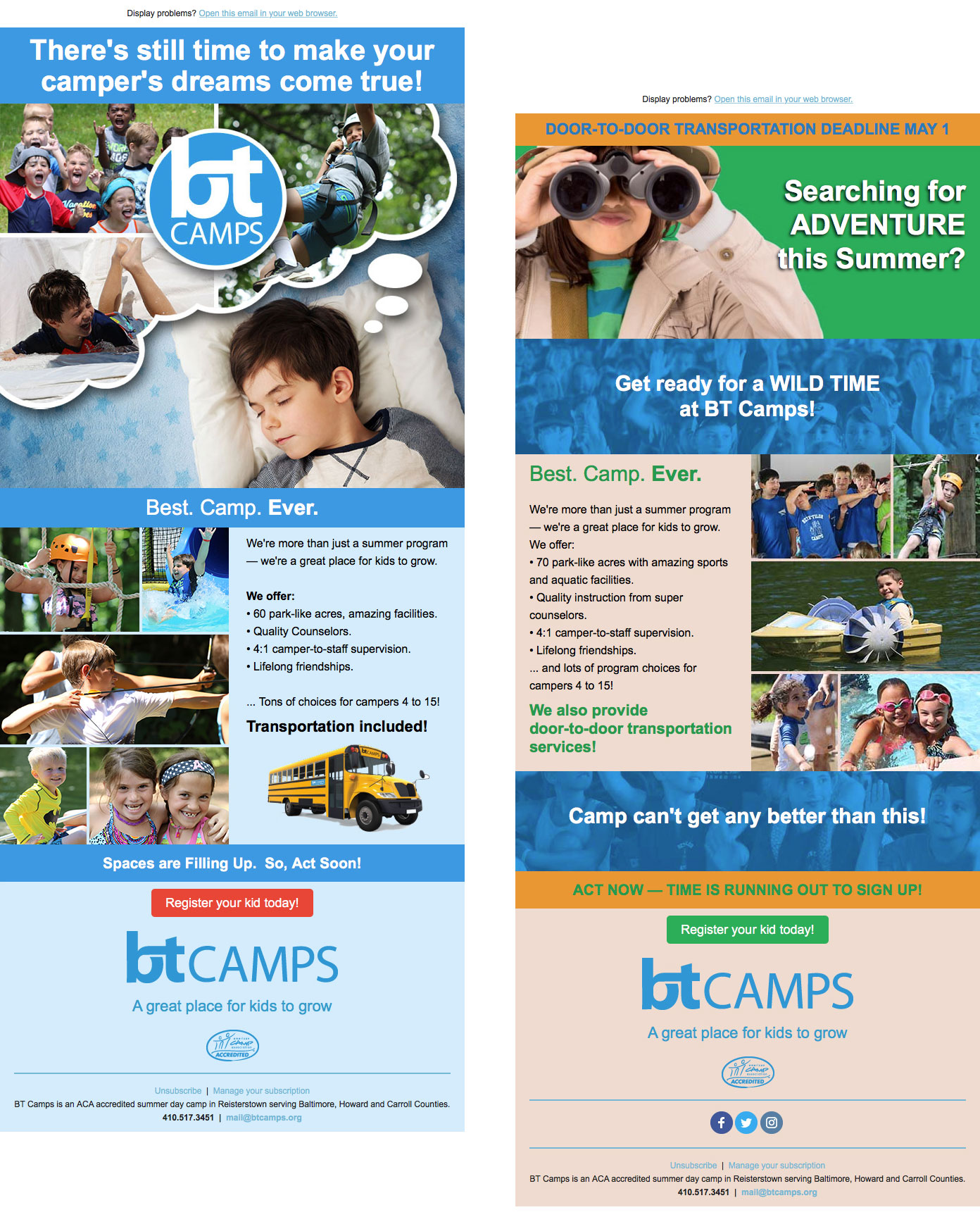 BT Camps emails