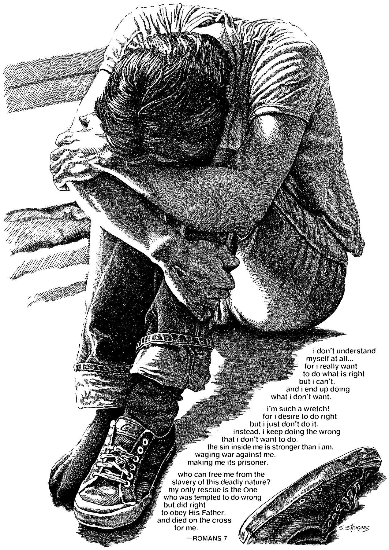 Romans 7 Pen and Ink illustration